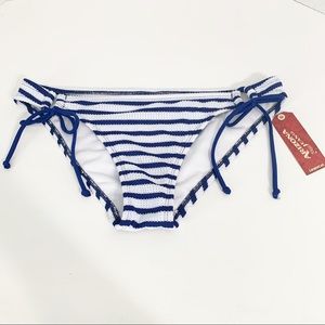 NWT Arizona Jean Company Striped Tie at Hip Bikini Bottoms Metal Detailing